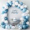 111pcs Dusty Blue and White Balloon Garland Arch Kit – Assorted 18/12/5 Inch Slate Blue, Matte White & Clear Bobo Balloons – Premium Decoration Set for Baby Shower, Wedding, Bridal Shower & Birthday